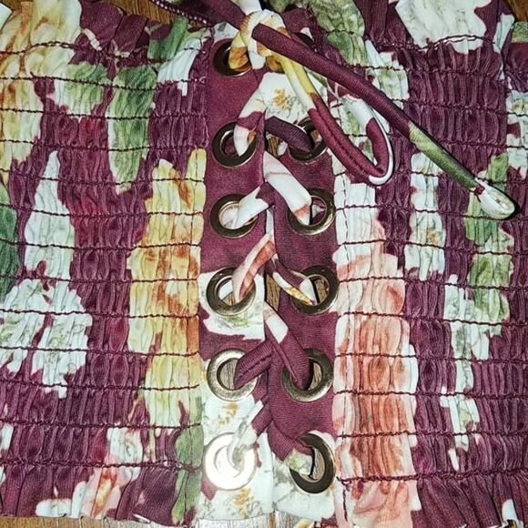 P2F Jane Smocked Bikini Top Lush Rose Medium M - Picture 6 of 8